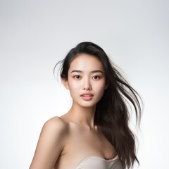 Fototapeta premium Beauty face Asain bright white background