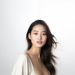 Beauty face Asain bright white background