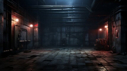 Mysterious Derelict Warehouse With Eerie Atmospheric Lighting. Generative AI