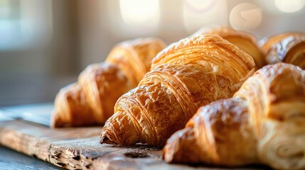 Close up view of multiple croissants on a table - Powered by Adobe