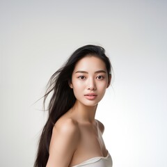 Fototapeta premium Beauty face Asain bright white background