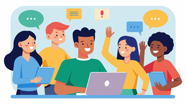 As the virtual study group session begins students from different parts of the world greet each other in various languages creating a vibrant and. Vector illustration