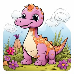Fototapeta premium Coloring page cute dinosaur