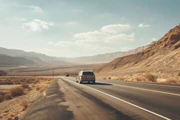 Adventure Awaits On A Scenic Drive Through Desert Landscapes. Generative AI