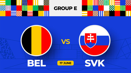 Belgium vs Slovakia football 2024 match versus. 2024 group stage championship match versus teams intro sport background, championship competition.