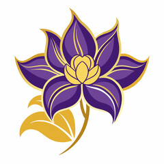 elegant-golden-violet-flower vector illustration -on-white-background