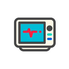 electrocardiogram icon on white background.   electrocardiograph symbol.   flat style and color.   for web and mobile design.