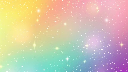 Pastel rainbow gradient background with stars and bokeh