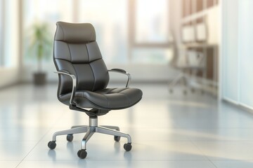 Comfortable black office chair on office background