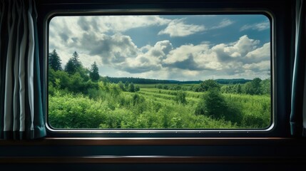 The concept of railroad travel and transportation. The idyll of traveling, the atmosphere of railway stations, the passion of trains, the amazing view and scenery from the train windows