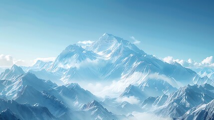 Fresh view of snow-capped mountains under a clear blue sky - Powered by Adobe