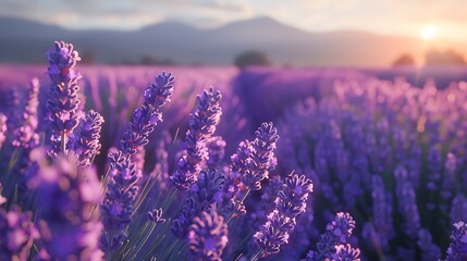 Fresh view of lavender fields in provence