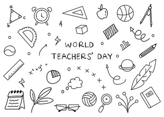 Scribbles hand-drawn world teacher day background.
Vector illustration - Powered by Adobe