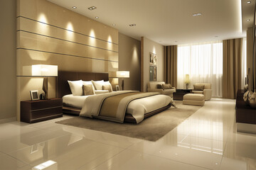 The room interior has a minimalist and modern design