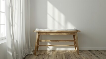 Table made from wood with nothing on it in a baby s room