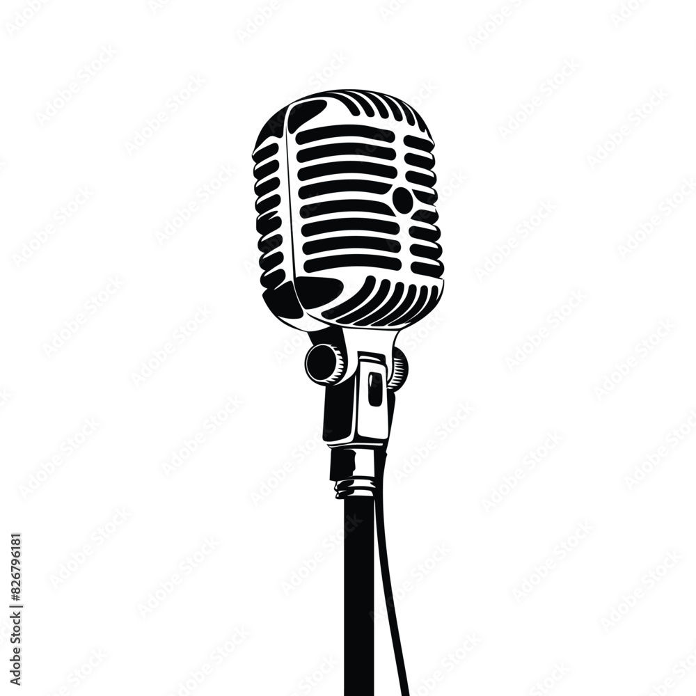 Wall mural retro microphone logo and vector with microphone new style icon