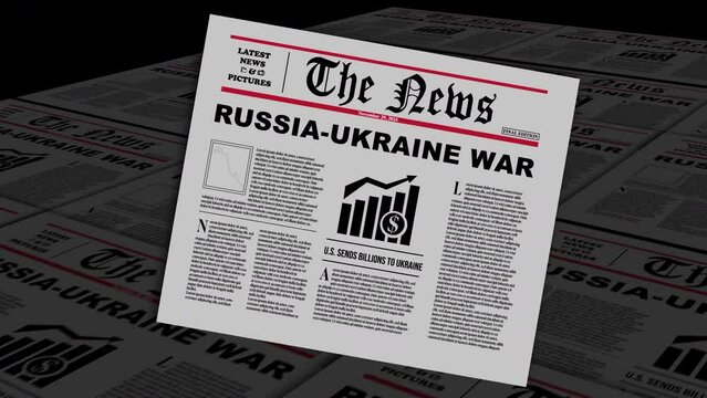 Russia Ukraine war newspaper motion graphics animation