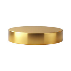 Shiny gold round pedestal display Isolated on transparent background