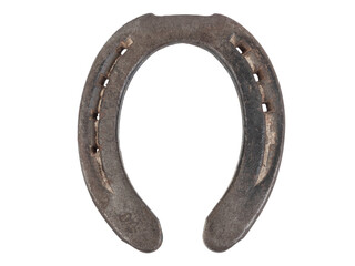1 old horseshoe isolated on transparent background,  Luck and fortune charm