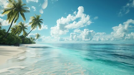 Fresh view of a tropical beach with clear turquoise water