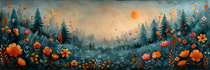 Natural Garden Scene with Empty Canvas, Joyful Booklet, and Copied Elements