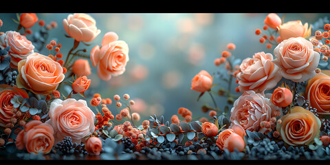 Wedding Illustration: Empty Canvas in Pastels on White Banner