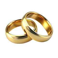 Two golden wedding rings Isolated on transparent background