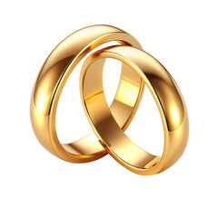 Two golden wedding rings Isolated on transparent background