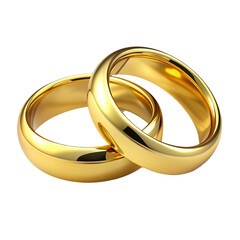 Two golden wedding rings Isolated on transparent background