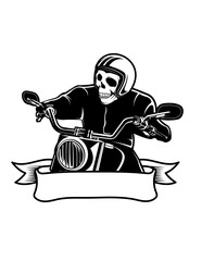 Biker Skull | Bike Rally Club | Motorbike Shop Owner | Biker Skull | Motorcycle Ride | Dead Biker | Biig Bike | Extreme Sport | Original Illustration | Vector and Clipart | Cutfile and Stencil