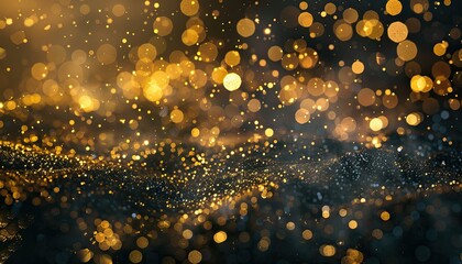 Glittering gold dust particles in the air