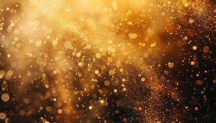Glittering gold dust particles in the air