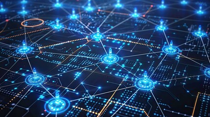 Glowing security network in digital realm