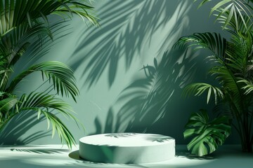 Obraz premium Product podium among green plants