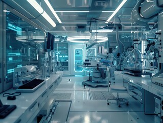 Lab equipment creating futuristic backdrop