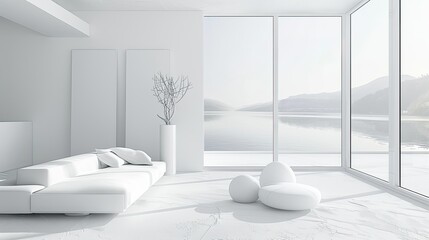 Minimalist white room with sleek design