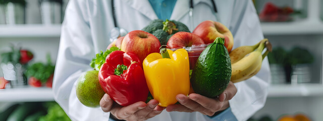Close-up of person's hands holding fruits and vegetables - Powered by Adobe