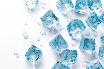 ice cubes on white background - generative ai