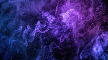 Obraz premium Neon purple smoke swirling against a black backdrop. Mysterious and enchanting vapor art