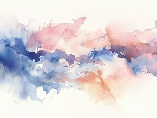 Abstract blue and pink watercolor texture on white background.