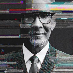 Contemporary Style Portrait Illustration with Colorful Stripes