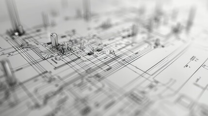 Fototapeta premium Technical schematics in abstract precision