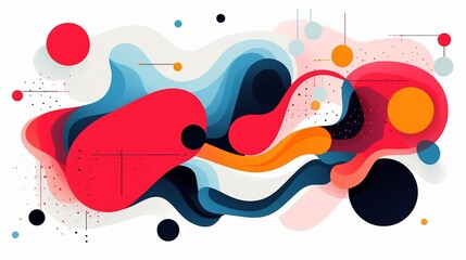 Vector graphics, bold shapes, flat design, vibrant palette, abstract art