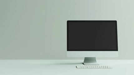 Fototapeta premium minimalist office setup with computer and accessories on a pink background