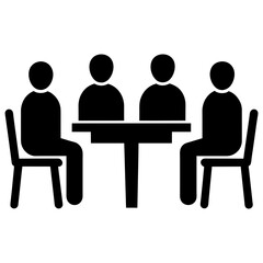 a-set-of-4pcs-group-of-people-sitting-at-table-vector illustration 