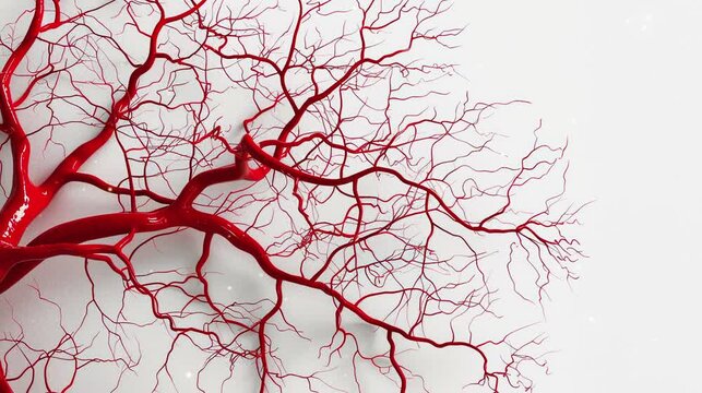 Blood vessels anatomy with clear white background. For science learning, World Blood Donor Day, World Health Day.