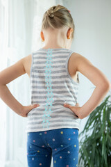 five-year-old child, young girl stands with back straight, showcasing healthy posture, Normal...