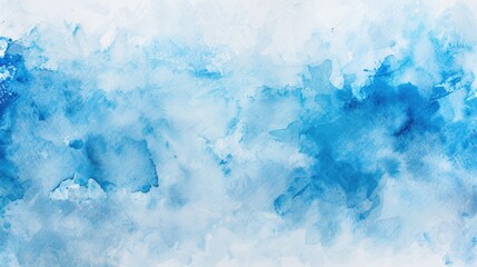 Fototapeta premium Abstract Winter Blue Watercolor Texture on White Paper Background
