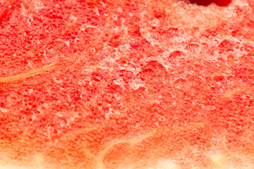 Extreme (macro ) close-up of organic watermelon (citrullus Lanatus), showing water glands, natural...