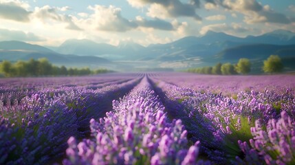 Fresh view of a field of lavender in the provence